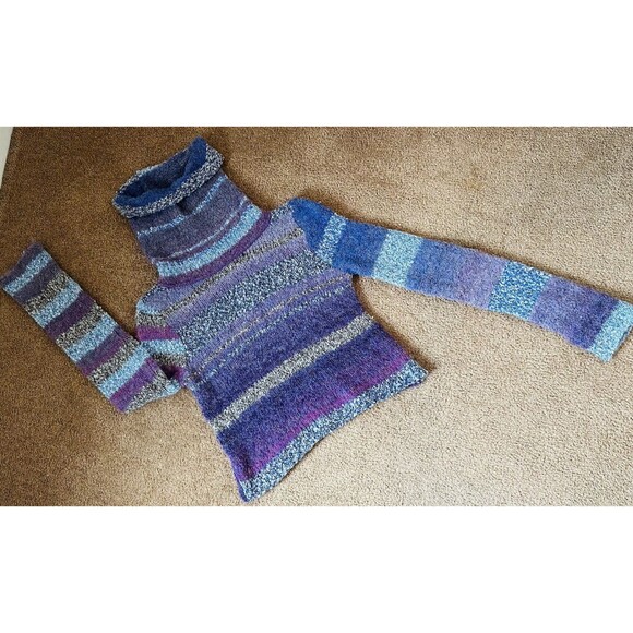 Free People My Girl Turtleneck Sweater Midnight Pearl Combo Women's Small Boho - Picture 11 of 11